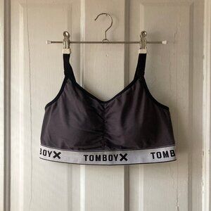 TomboyX Ruched Bralette with Removable Inserts M Next Gen Iron (Grey)